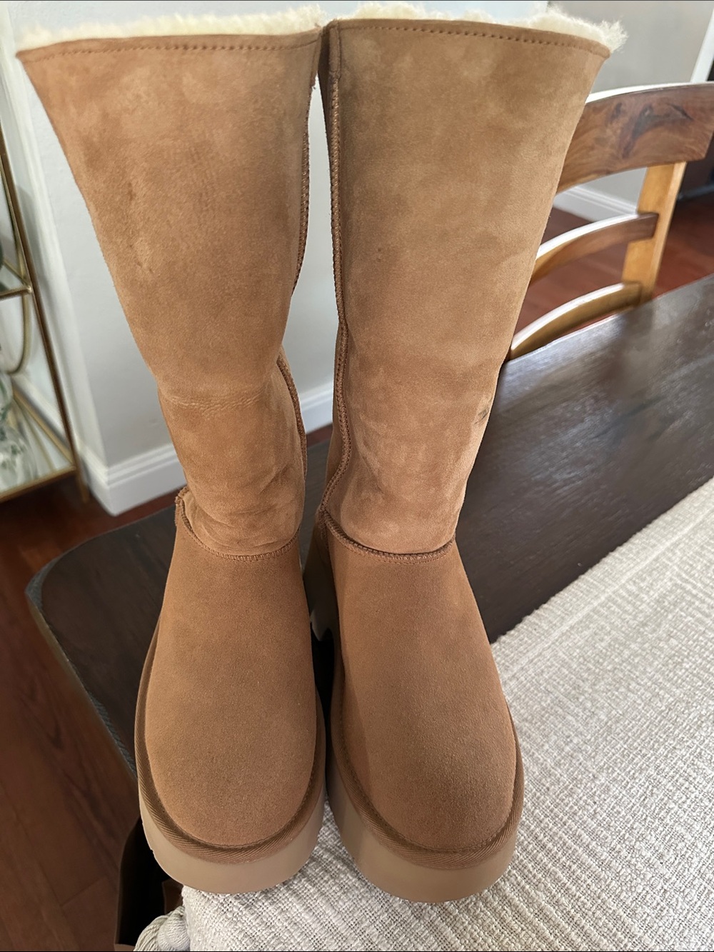 UGG Chestnut Platform Shearling Cuff Ankle Boots - Picture 7 of 8